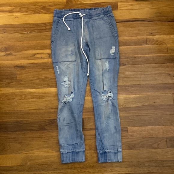 Bella Dahl Women’s Blue Distressed Joggers Size XS - Picture 2 of 9